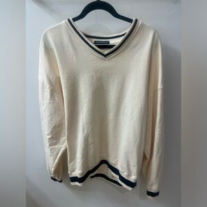 Brandy Melville Oversized Cream V-Neck Sweatshirt